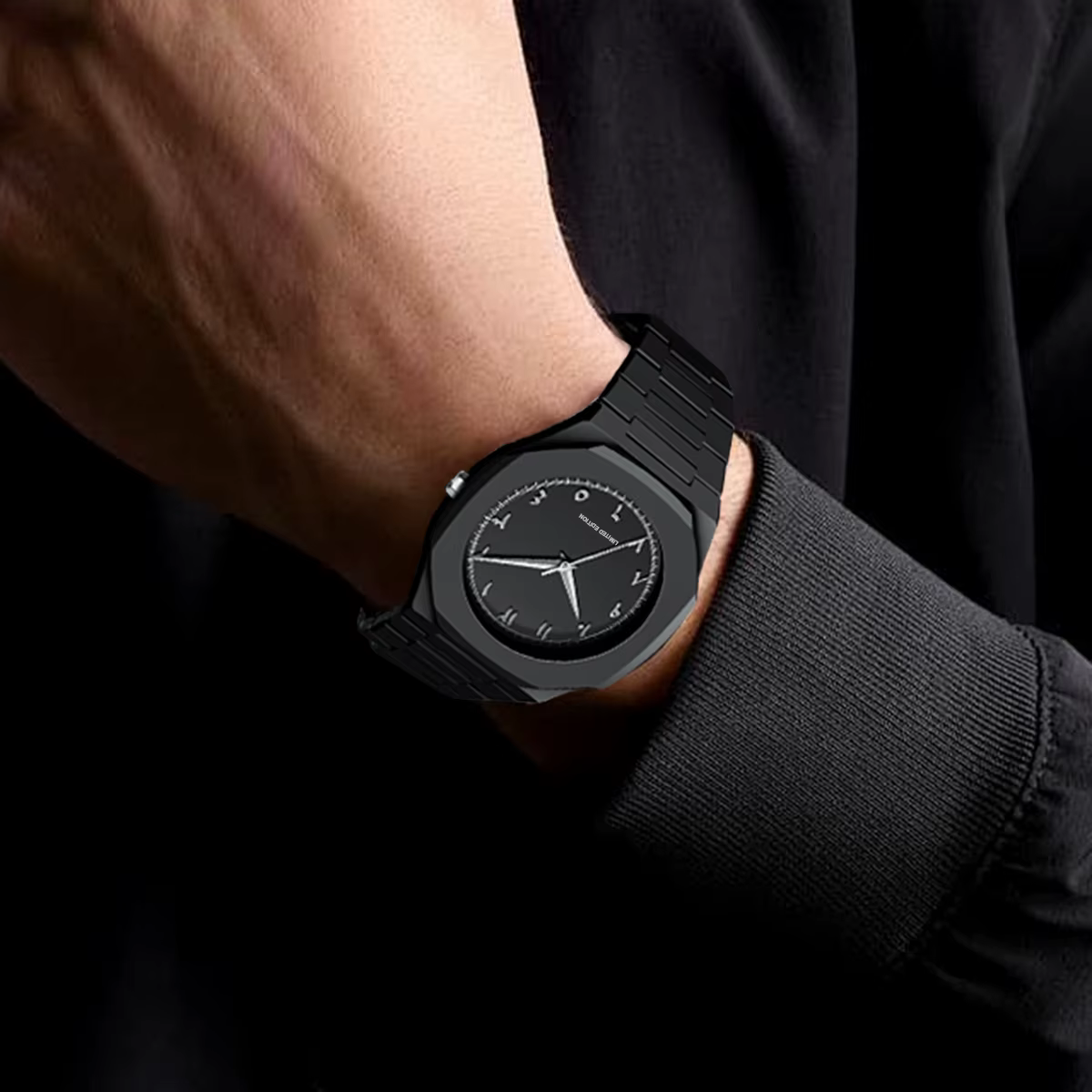 Montre à chiffres arabes argentés
