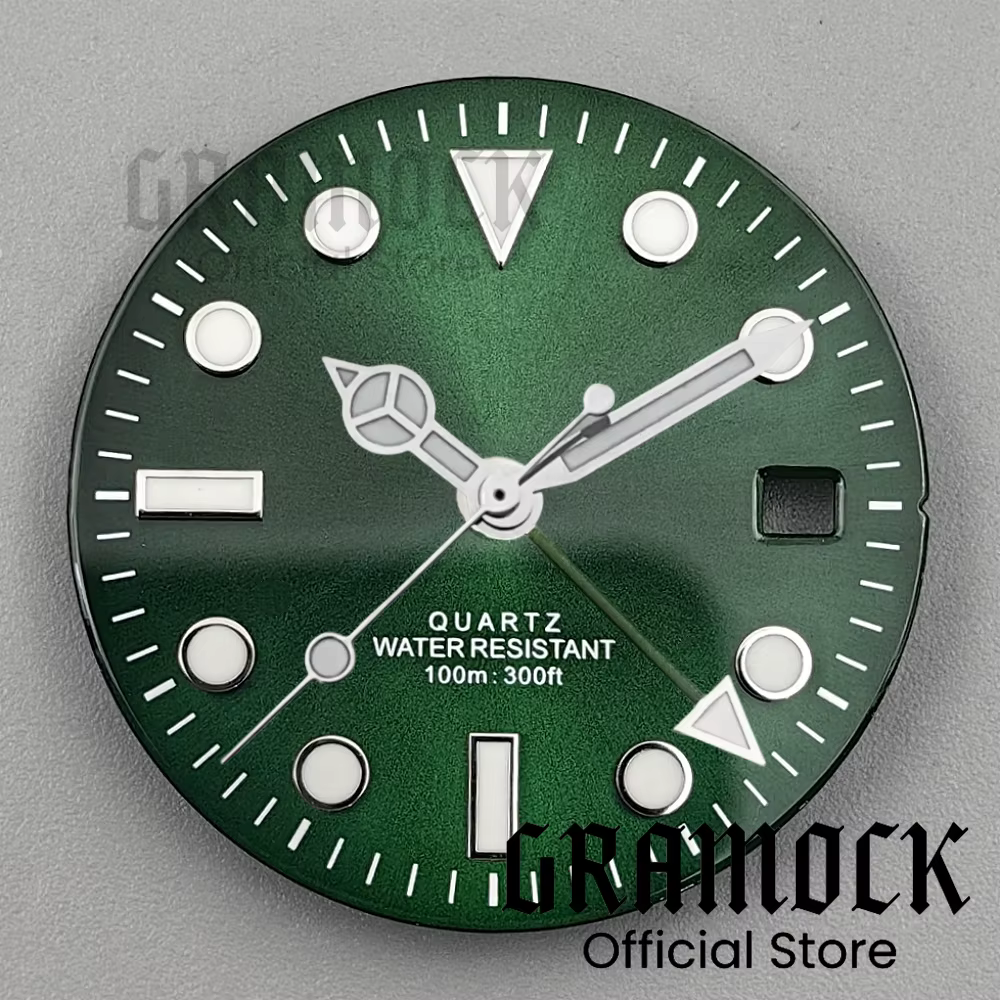 GRAMOCK hommes 29mm GMT 515 Quartz rose vert noir bleu cadran de montre avec quatre aiguilles