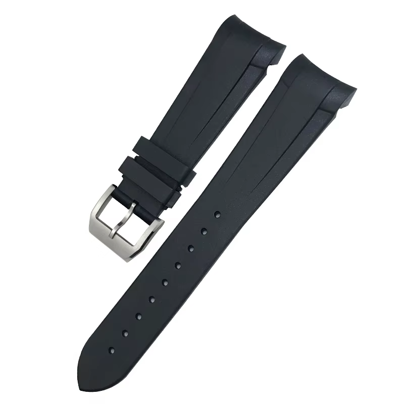 Bracelet de montre en caoutchouc et silicone à extrémités courbes de 20 mm