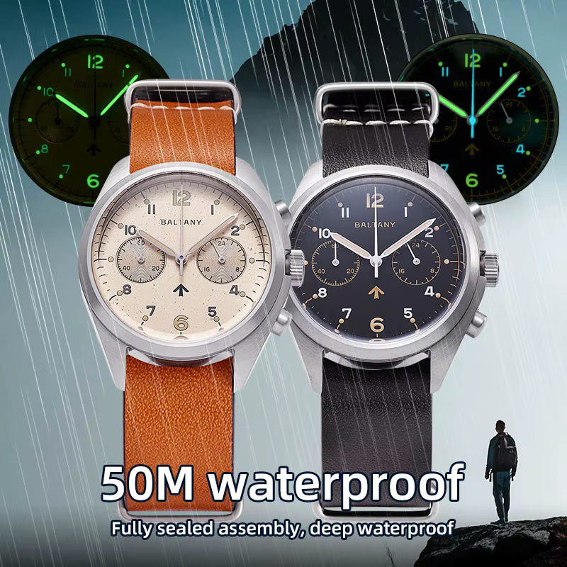 Baltany 39mm montre à Quartz homme S5044 militaire Chrono RAF 6BB hommage