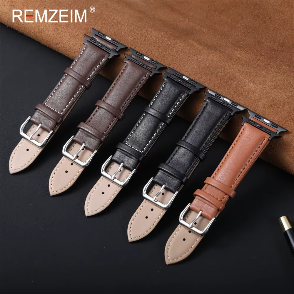 Bracelet en cuir PU pour homme, usage quotidien, pour iWatch 38-49 mm, bracelet de montre unisexe pour Apple Watch Series 1-11 Ultra SE