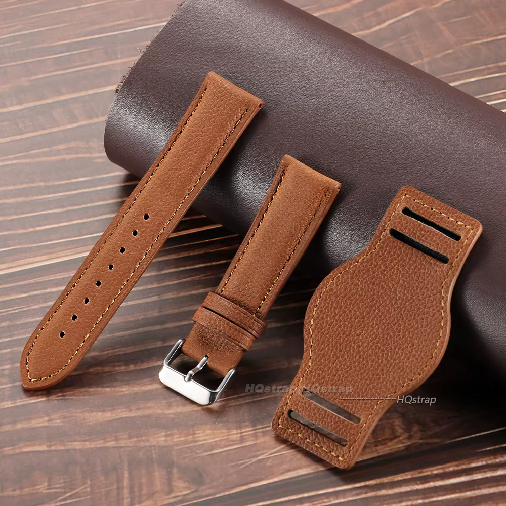 Bracelet de montre en cuir véritable 18mm 20mm 22mm avec tapis