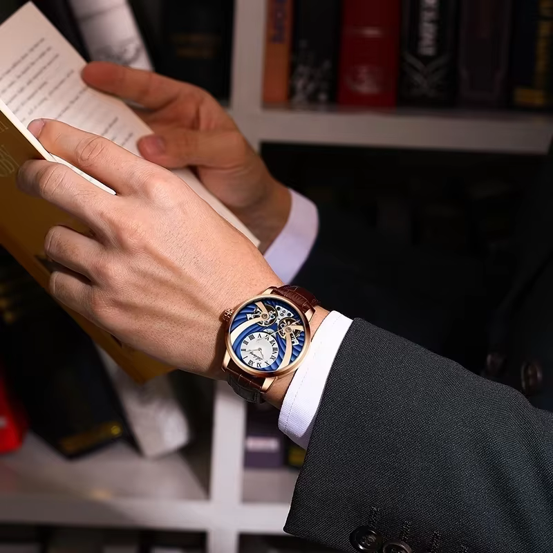 AILANG 2025 Nouvelle Montre Automatique Homme Tourbillon Mécanique Boîtier Acier Inoxydable Cadran Saphir Creux Caoutchouc Fluoré