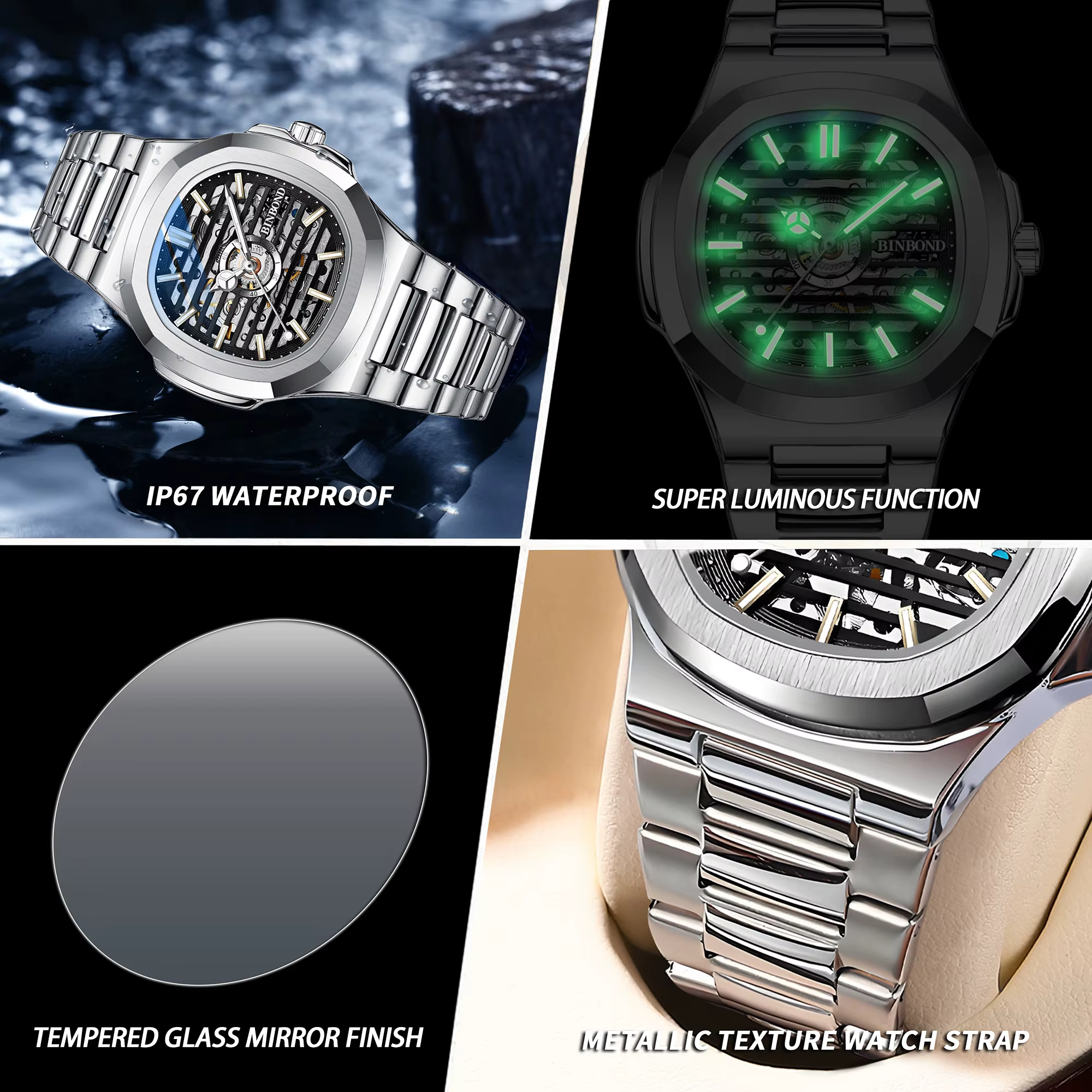 Montre automatique pour homme BINBOND