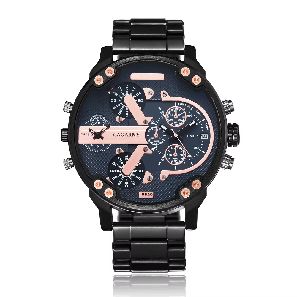 Montres pour hommes Top marque de luxe bracelet en acier double montre