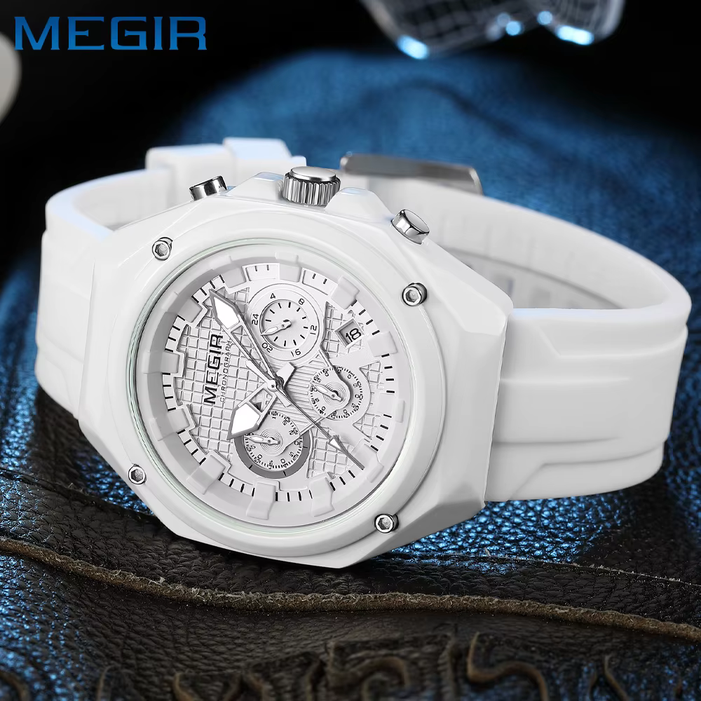 MEGIR haut montre de luxe pour hommes chronographe étanche lumineux homme montre-bracelet Date semaine Quartz