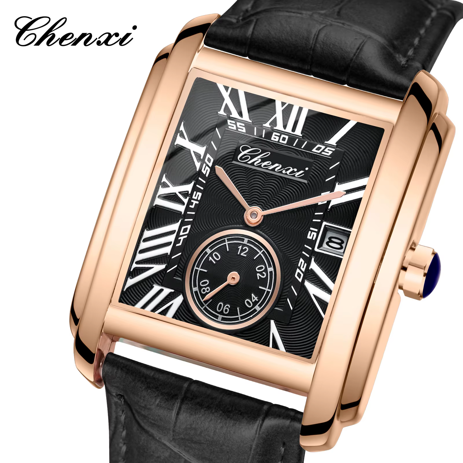 Chenxi-Montre de dehors Rectangulaire en Cuir group pour Homme