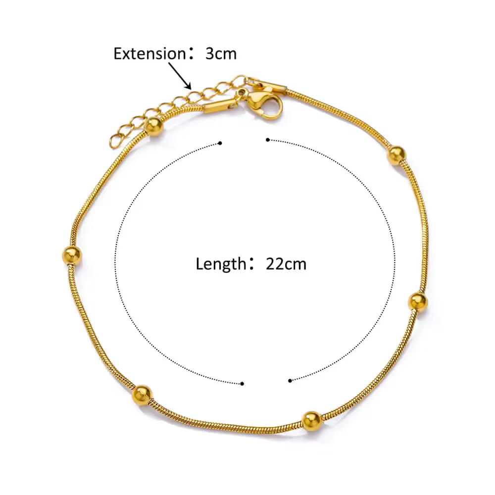 Bracelets de cheville pour femmes, accessoires de plage, chaîne de perles en acier inoxydable, bijoux esthétiques, cadeau d'anniversaire, été