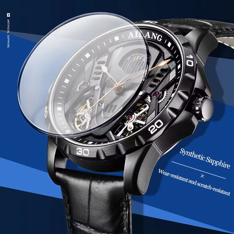 Montre mécanique double tourbillon automatique étanche 3 bars avec logo personnalisé
