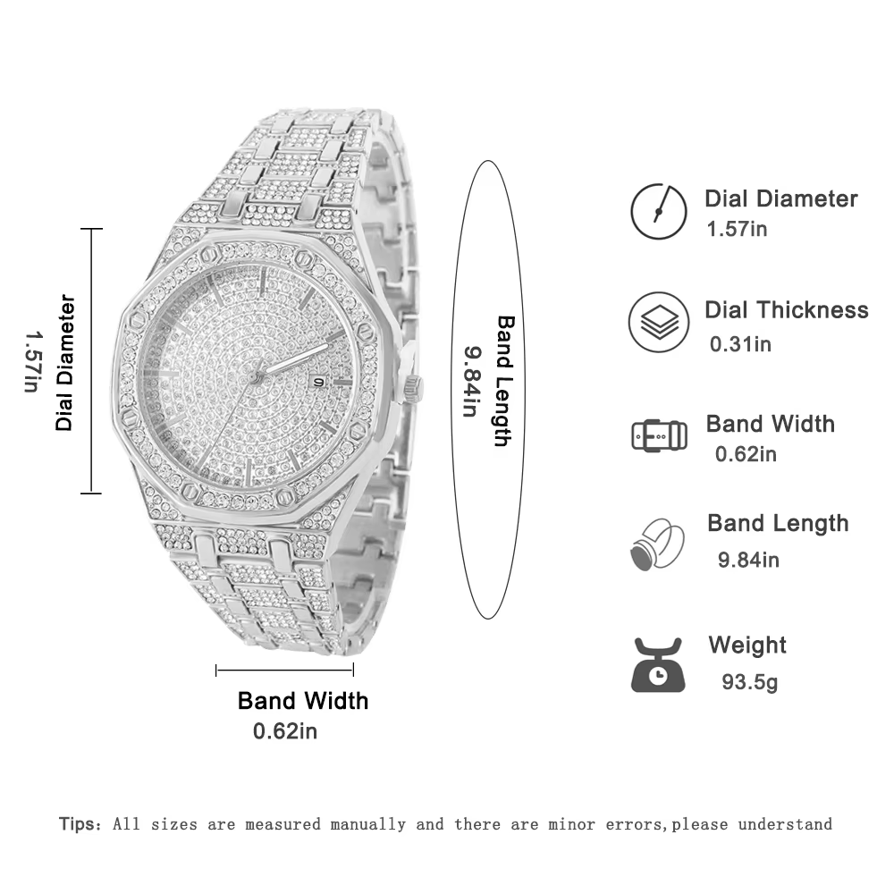 Montre glacée pour hommes