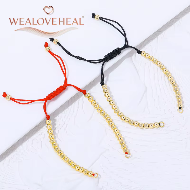 Nouveauté 2026 Bracelets en macramé réglables en laiton plaqué or 18K avec perles pour Hommes et Femmes, composants pour la fabrication de bijoux DIY