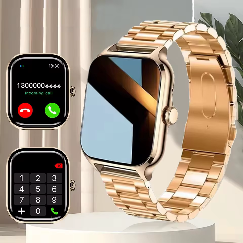 2025 montre intelligente femmes 2.01 "écran tactile complet traqueur de fréquence cardiaque Bluetooth appel étanche