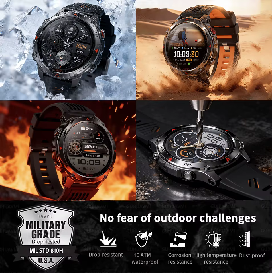 T-rex 3 Pro militaire Grade AGPS montre intelligente 10ATM étanche double bande GNSS boussole altimètre AMOLED natation