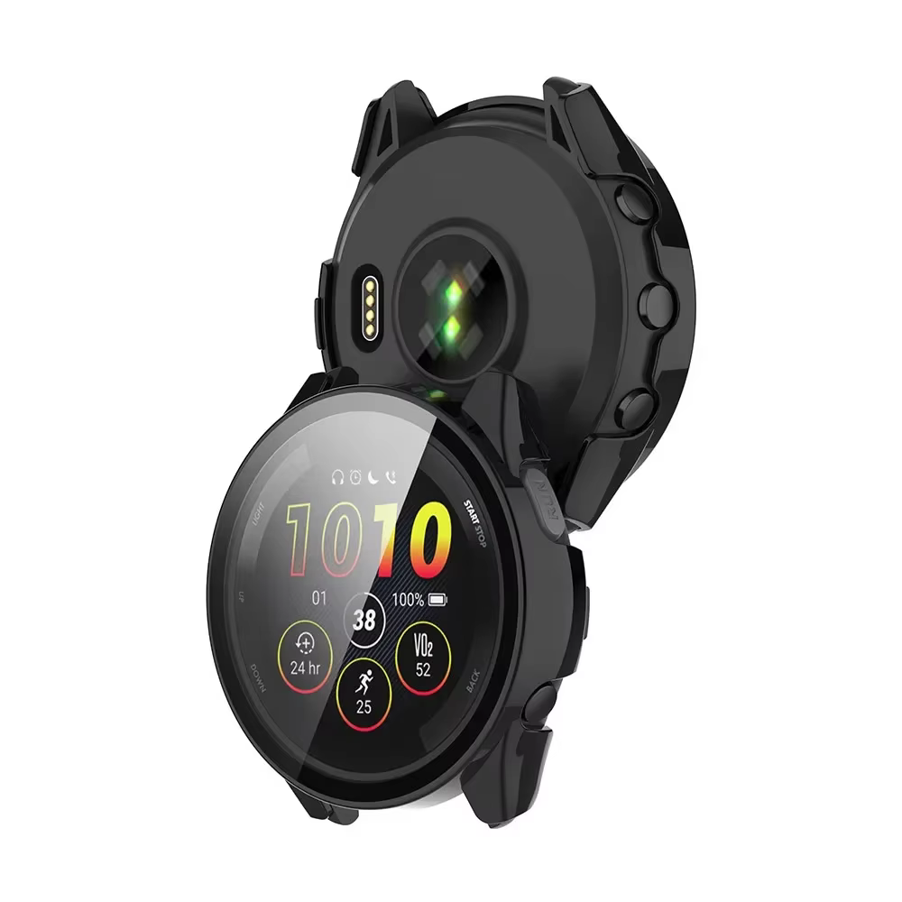 Verre trempé + étui pour Garmin Forerunner 165 PC protecteur d'écran dur housse de protection pare-chocs tout autour
