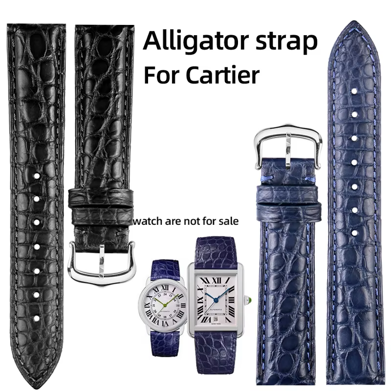 Bracelet en cuir de crocodile pour montre CARTIER Tank CLÉ DE RONDE
