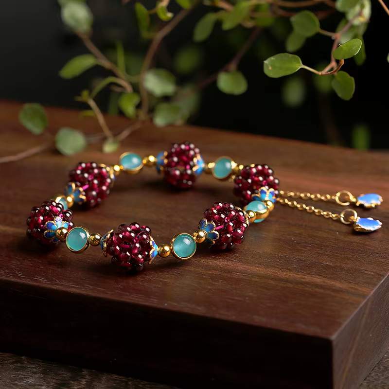 Bracelet en grenat naturel pour femmes, Simple, personnalité créative, associé à une pierre Tianhe, accessoire cloisonné, bijoux
