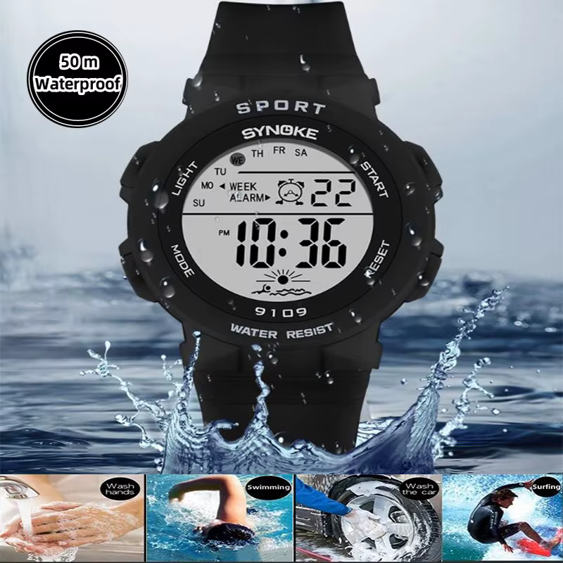 Synoke-Montre-bracelet numérique LED étanche pour femme
