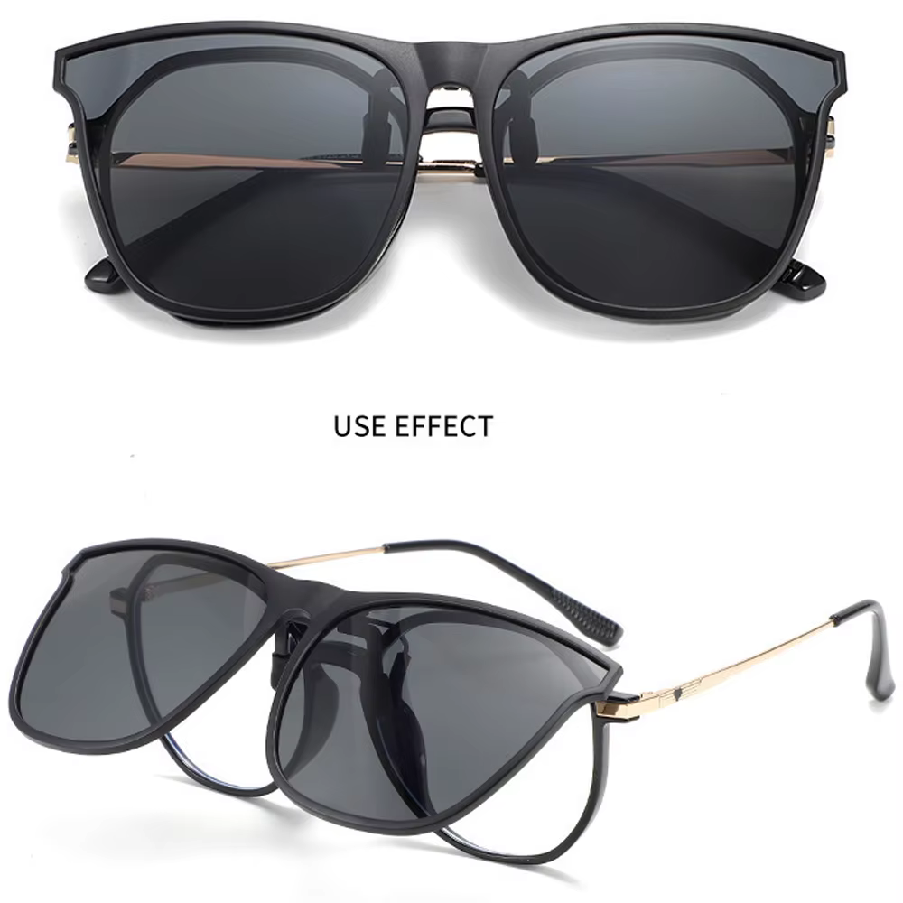 Lunettes de soleil polarisées à Clip pour hommes, pour conducteur de voiture, UV400, Anti-éblouissement, carrées Vintage