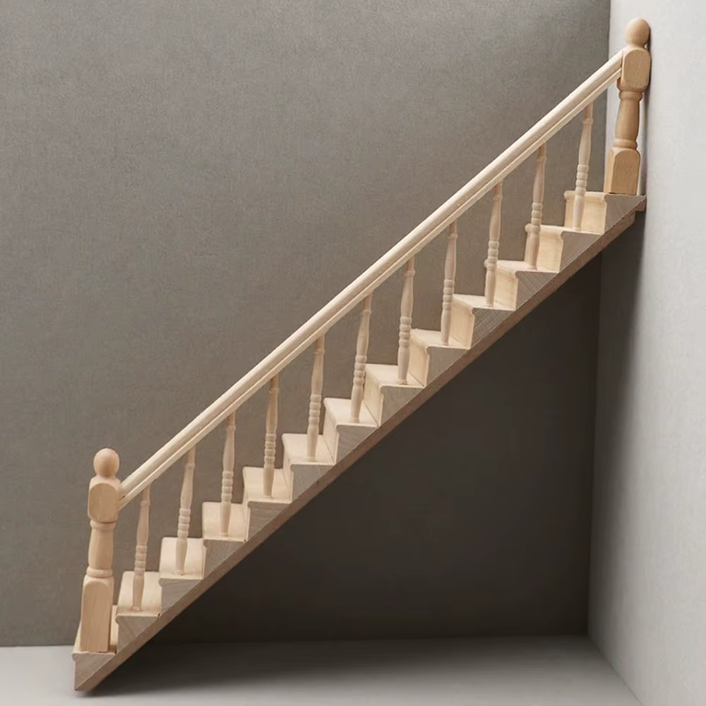 Faire semblant jouer 1:12 meubles de maison de poupée accoudoir Miniature Mini escalier modèle bois escalier garde-corps escaliers avec main courante