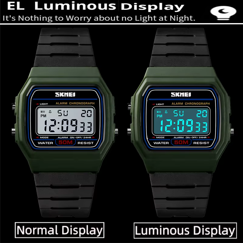 Skmei femmes Led montres étanches mode bracelet en polyuréthane natation numérique Sport montre-bracelet femme réveil