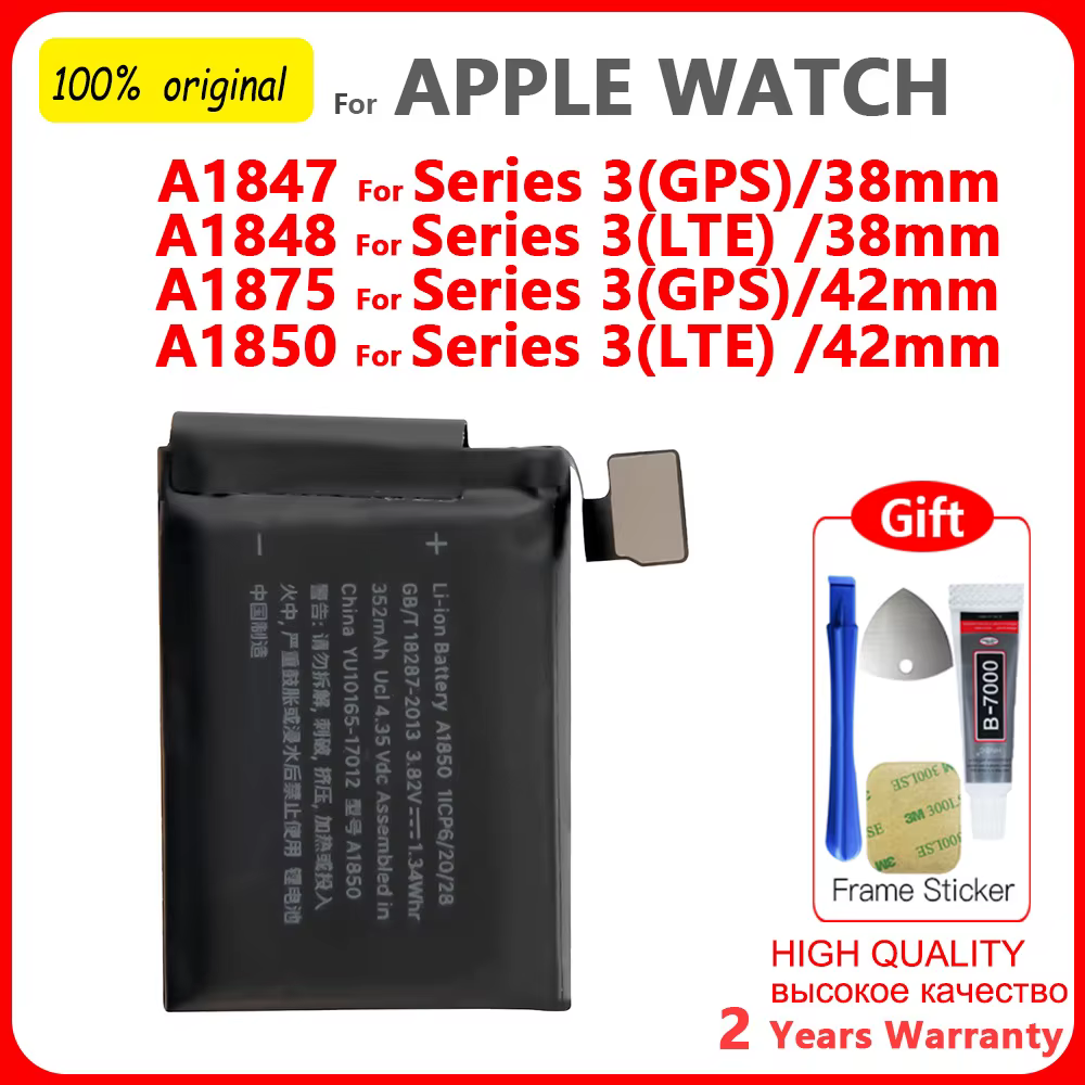 Batterie de remplacement d'origine pour Apple Watch Series SE 1 2 3 4 5 6 7 8 iWatch SE S1 S2 S3 S4 S5 S6 S7 S8 GPS LTE 40/45MM Bateria