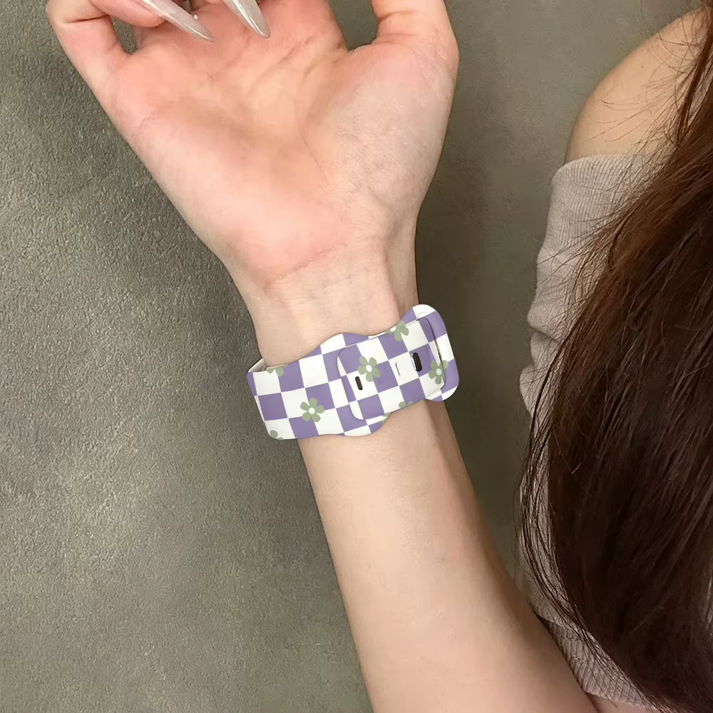 Bracelet à fleurs carrées violettes pour Apple Watch