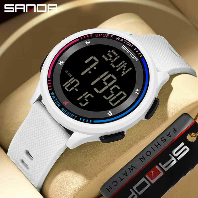 SANDA montre pour hommes fonctions multiples Sports de plein air chronomètre étanche mouvement numérique LED