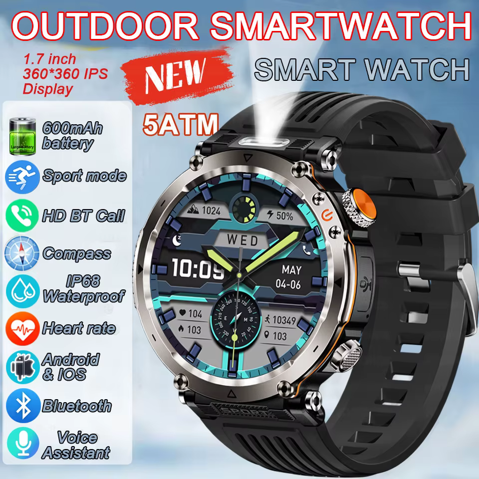 2025 nouvelle mode luxe 5ATM montre HT30 GPS boussole montre intelligente Sport de plein air homme AMOLED 366*366 NFC fréquence cardiaque IP68 Smartwatch