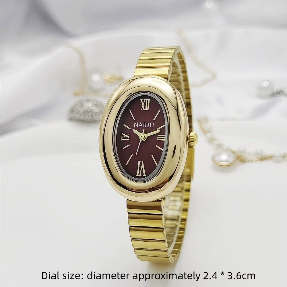 Montres ovales pour femmes avec bracelet en acier inoxydable