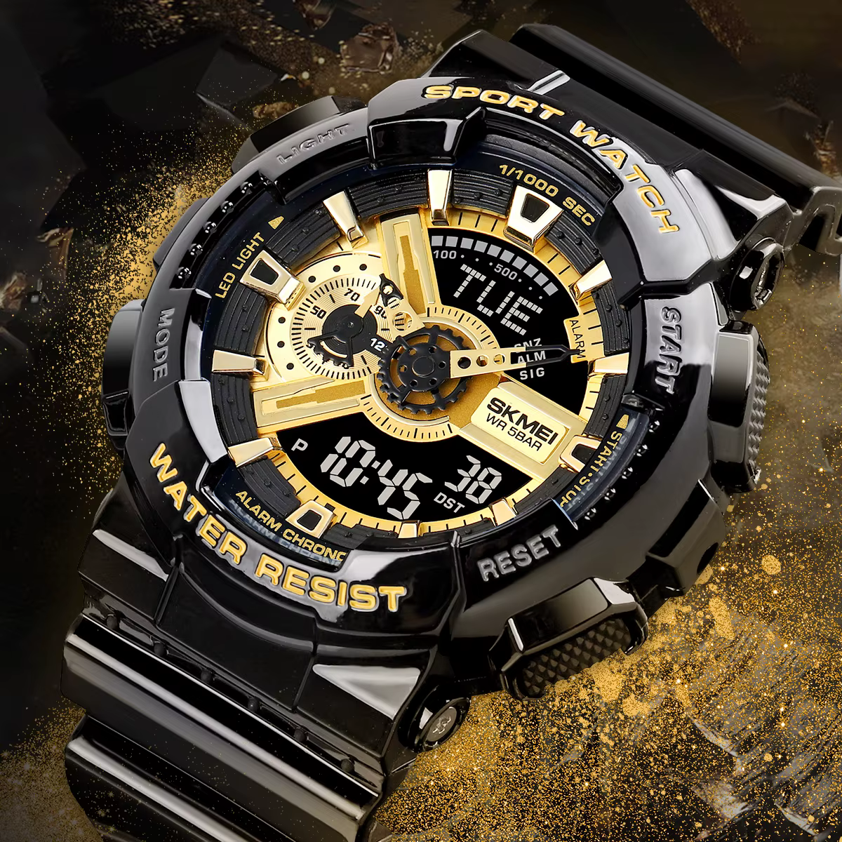 SKMEI Temps Du Monde LED Lumière Numérique Électronique Montres Pour Hommes Femmes Sport Quartz Montre Étanche