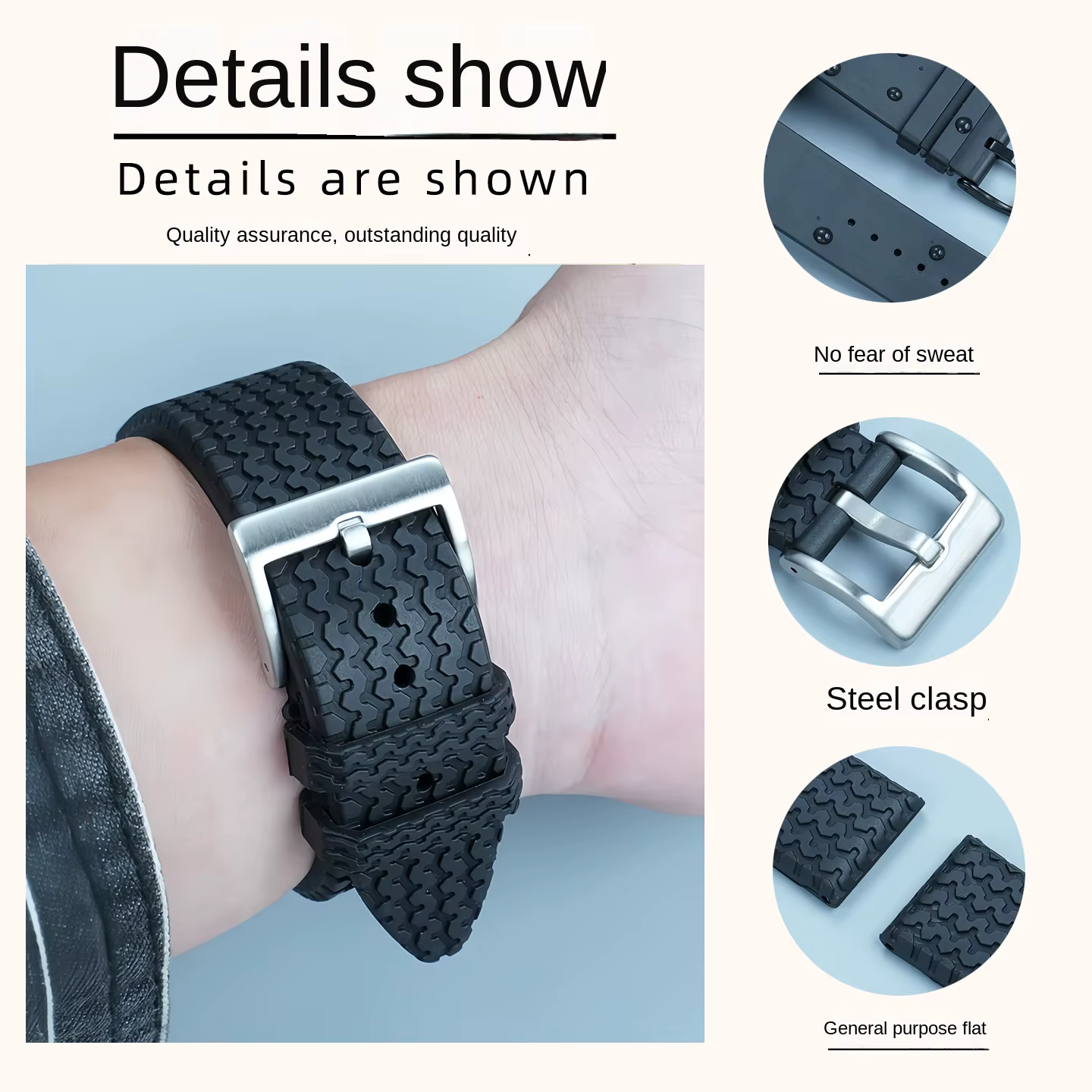 21mm 23mm pour Chopard MILLE MIGLIA 168619 modèle de bande de roulement de pneu de course bracelet de montre en caoutchouc fluoré bracelet de Style de course
