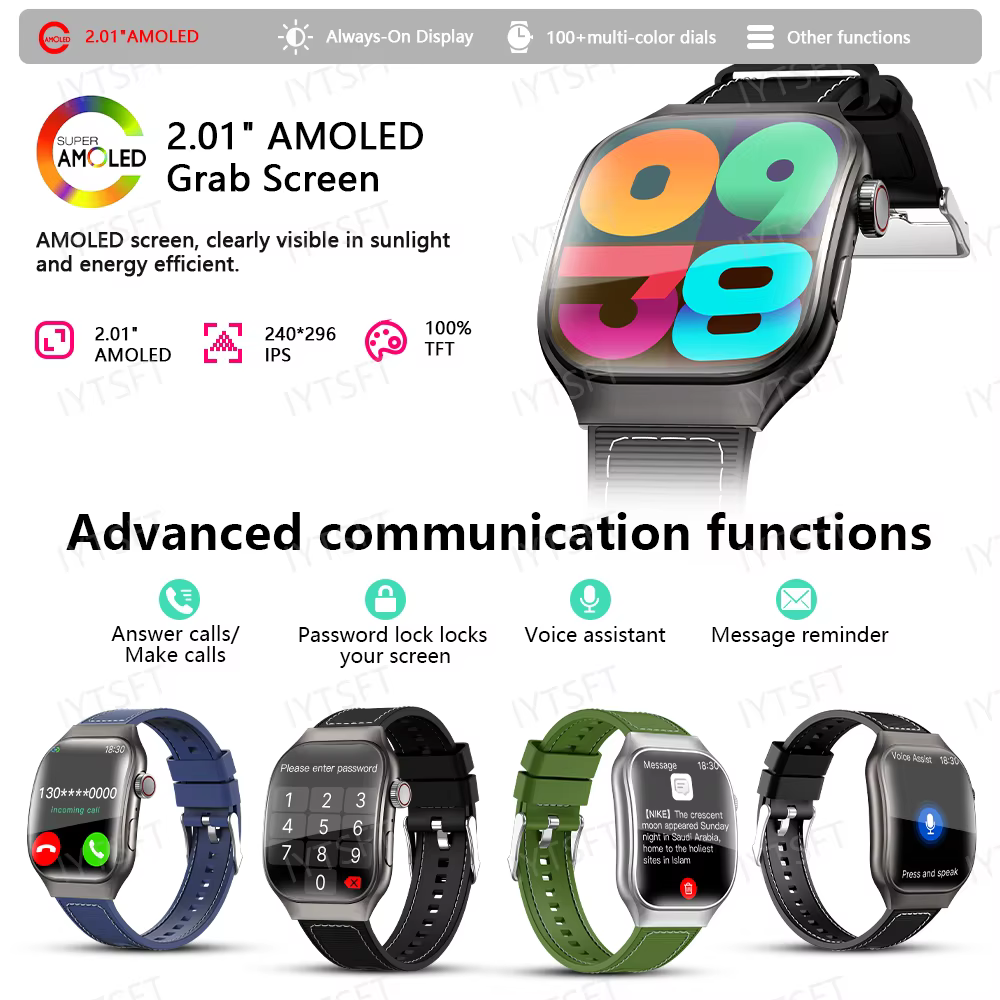 LAXASFIT nouveau écran incurvé montre intelligente pour femme 2.01 ''AMOLED HD