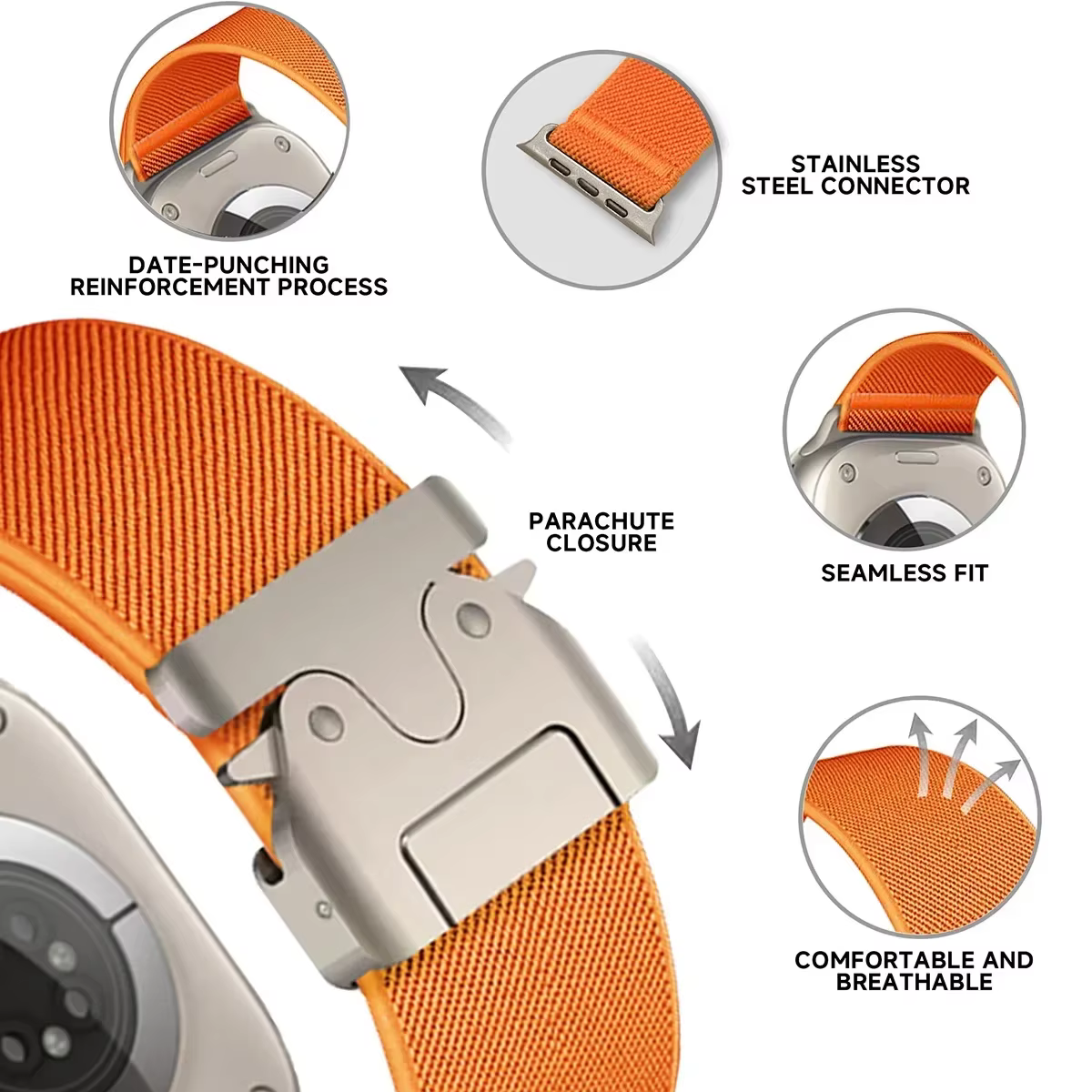 Sangle en nylon de parachute pour bracelet Apple Watch 46 mm Ultra 3 2 49 mm 44 mm 42 mm 40 mm 45 mm 41 mm
