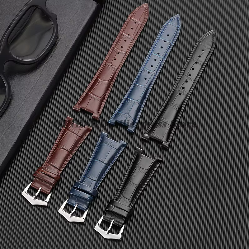 Bracelet de montre en cuir véritable pour hommes et femmes