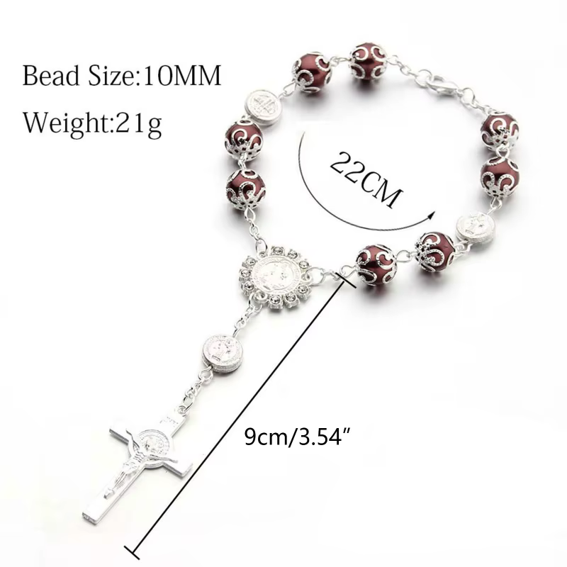 Mini chapelet multicolore pour femmes, perles de baptême, cadeau religieux, croix catholique, chaîne de doigt, Bracelet, DXAA