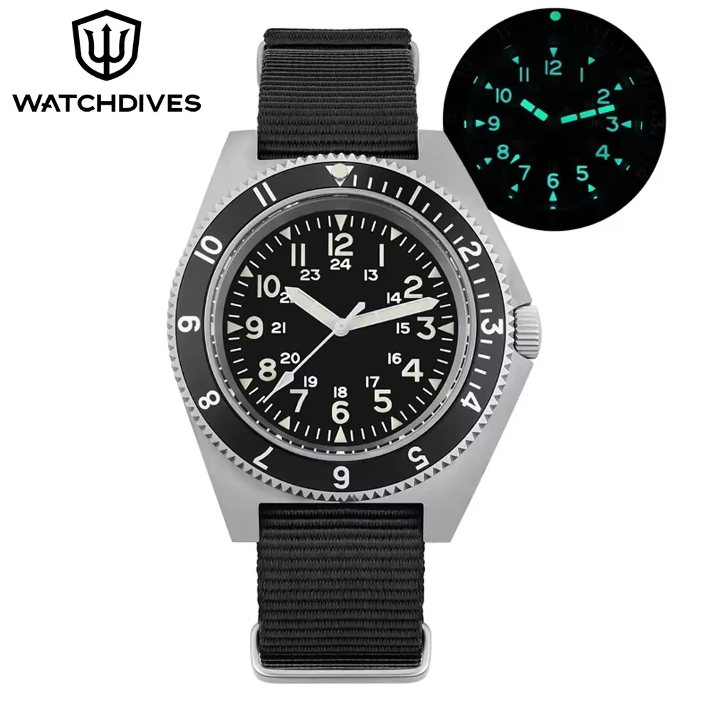 Watchdives WD1972 montre à Quartz VH31 balayage secondes mouvement saphir cristal BGW9 lumineux 20Bar étanche Vintage hommes montres