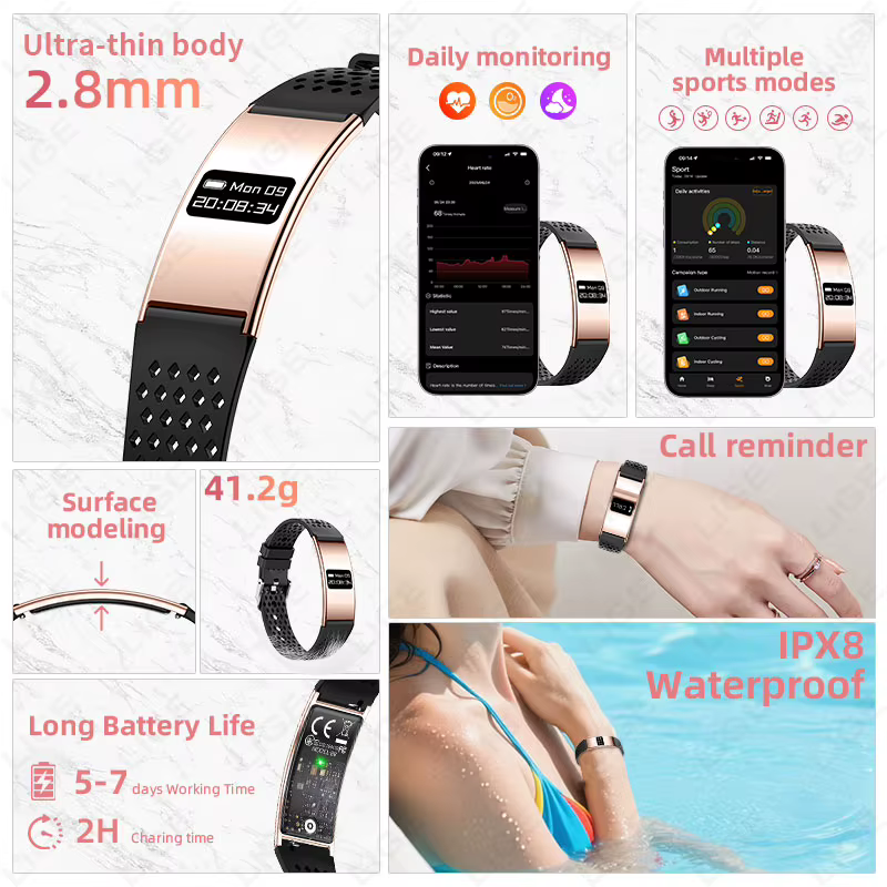 Bracelet intelligent ultra-fin pour femmes et hommes