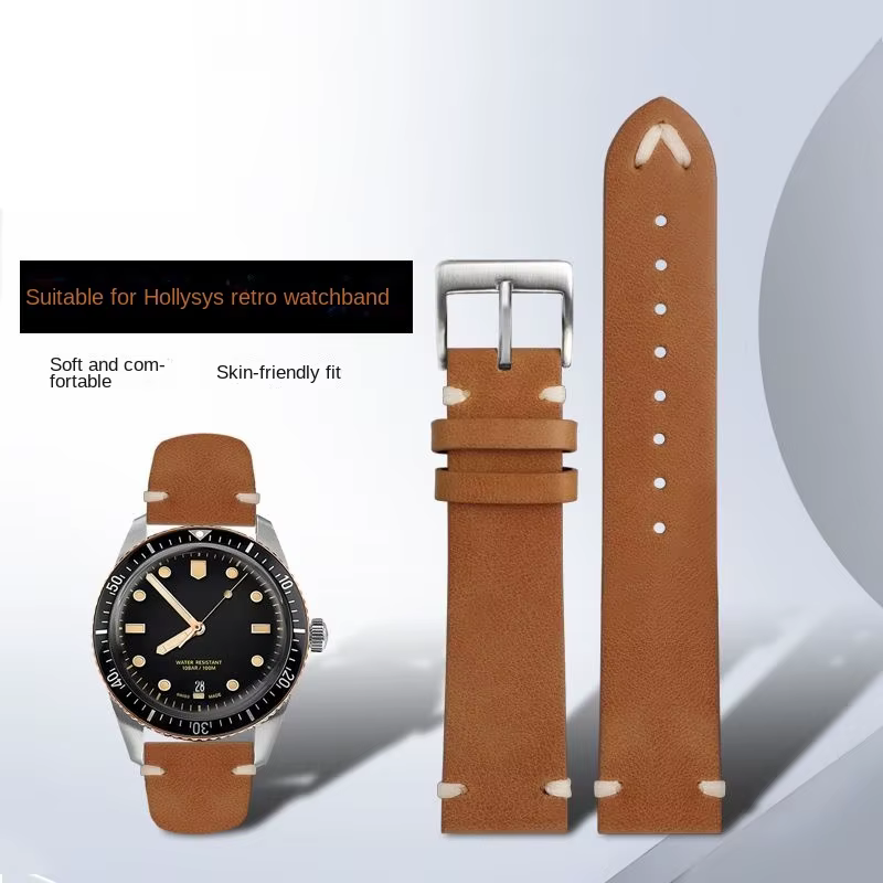 Pour Oris 65 bracelet en cuir véritable ceinture de plongée série anneau en cuivre Bronze grande couronne Tudor chaîne de montre Vintage 18mm 20mm 22mm
