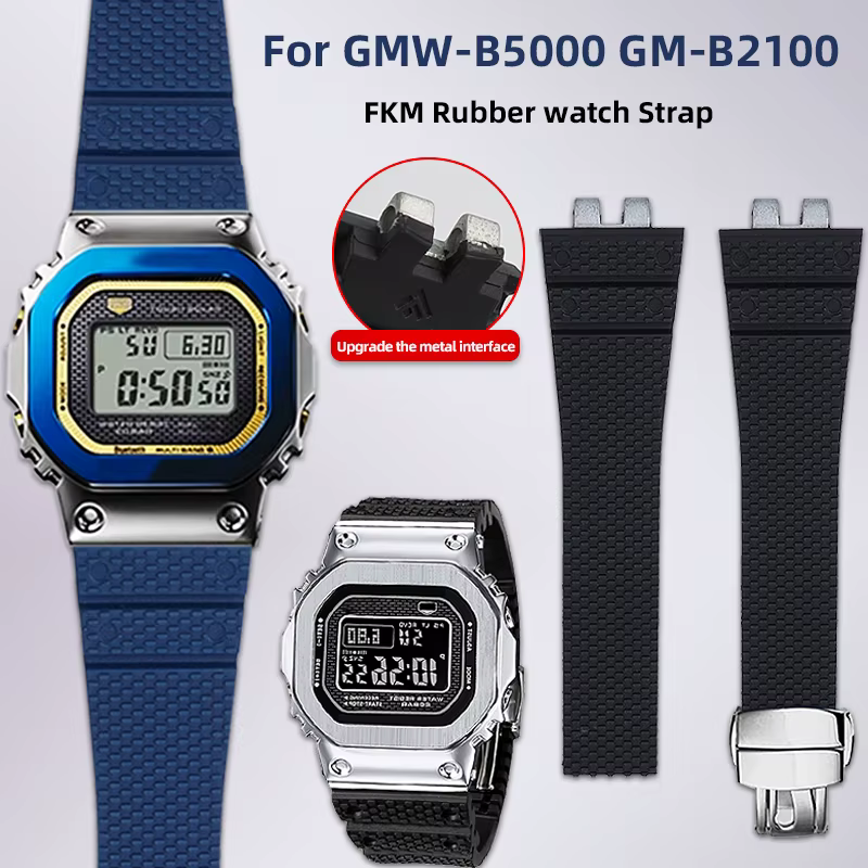 Bracelet en caoutchouc fluoré amélioré pour Casio G-SHOCK GMW-B5000 GM-B2100
