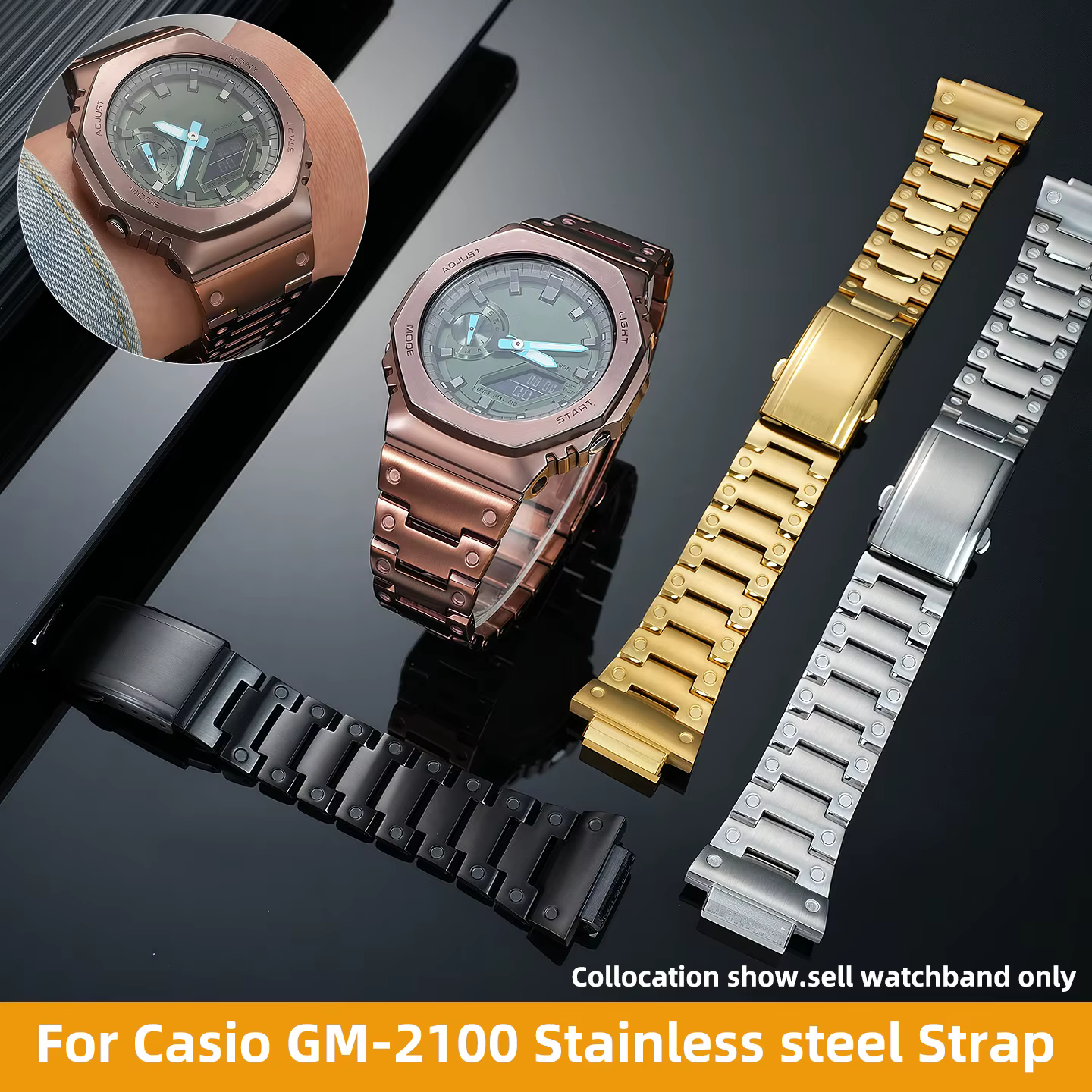 Bracelet de montre en acier inoxydable pour casio G-SHOCK GM2100 GM 2100