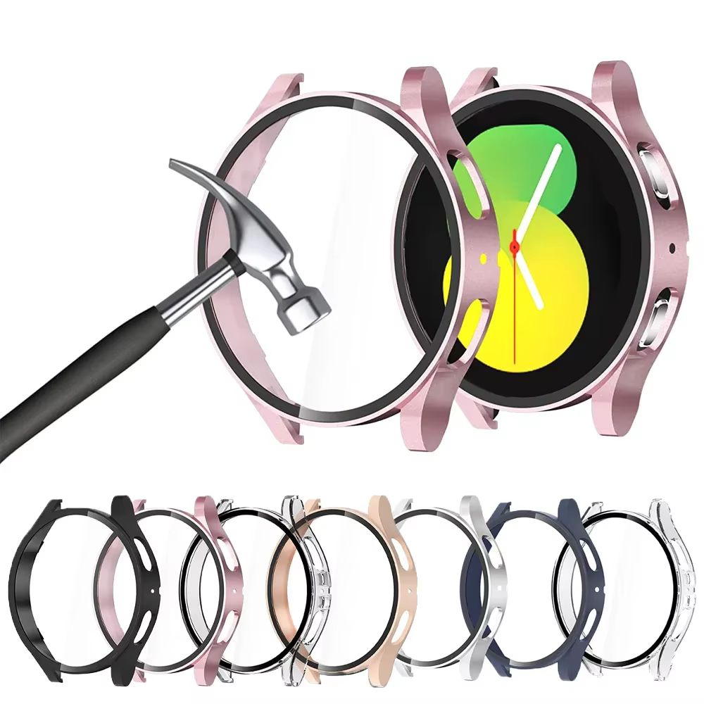 Pour Samsung Galaxy 4 5 6 7 44mm 40mm verre trempé + PC boîtier de montre de protection entièrement couvert