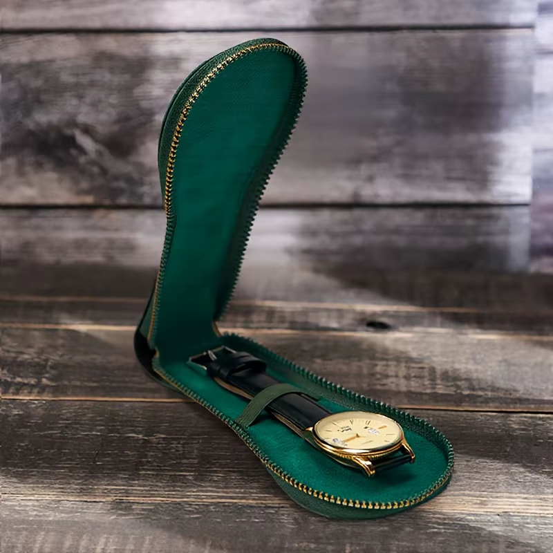 Pochette de rangement de montre en velours à fermeture éclair