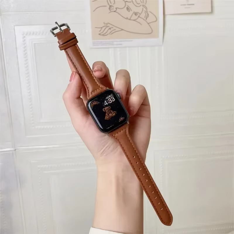 Bracelet fin en cuir PU pour Apple Watch