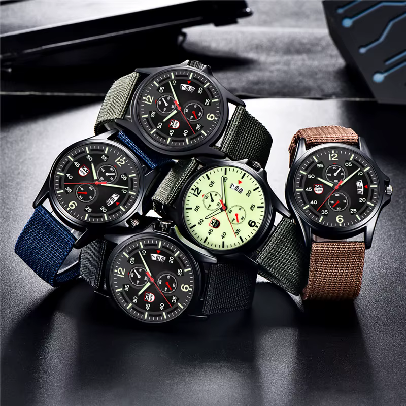 Reloj Hombre véritable marque XINEW hommes montres noir étudiants garçons mode bracelet en Nylon armée sport Date montre Relogio Masculino