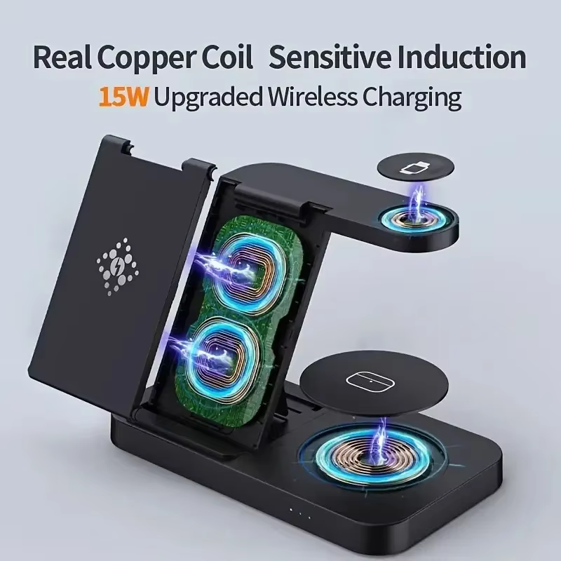 Support de chargeur de montre de téléphone intelligent sans fil 4 en 1