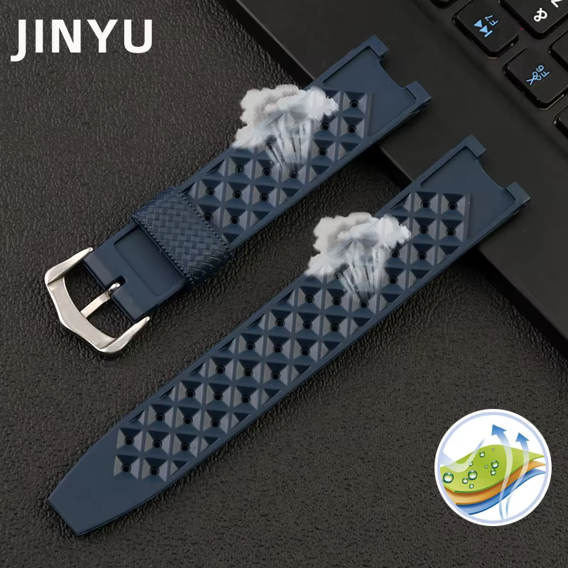 Rubber watch strap for cartier PASHA series 20*10mm 20*12mm 20*15mm watchband Notched Wristband Bracelet men's