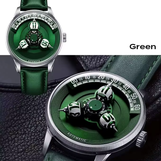 Montre mécanique de luxe pour homme Vortichron 41 mm, mouvement Miyota 8215, cadran sphérique à motif étoilé, saphir luminescent, étanche 50 m