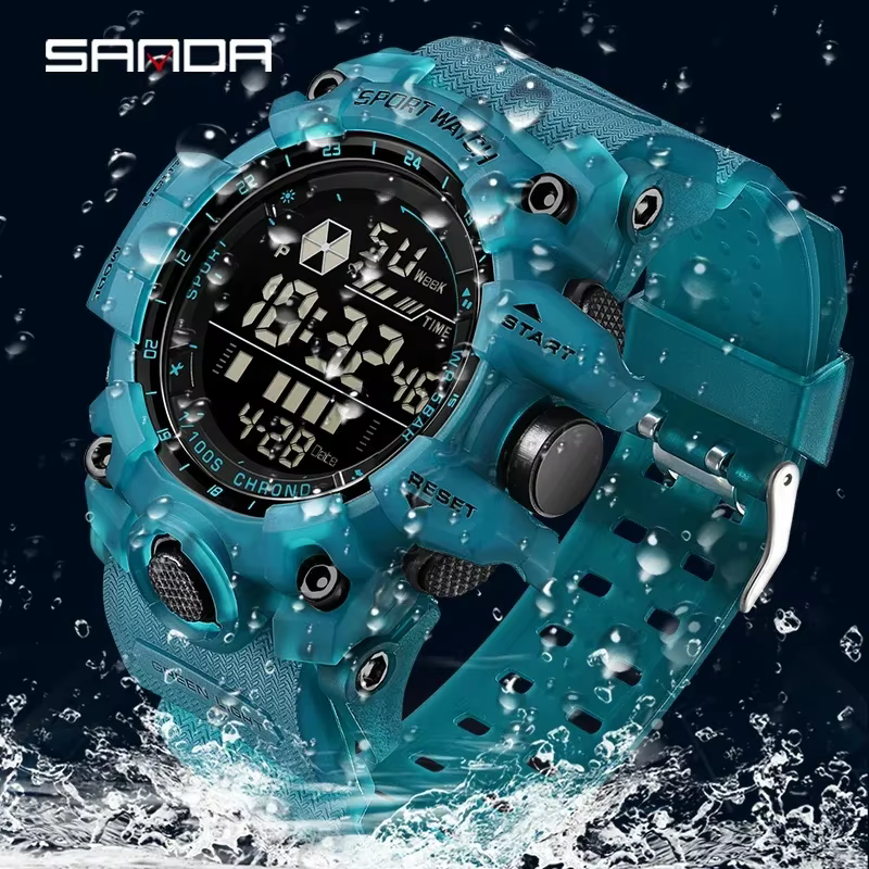 SANDA hommes montre de sport de plein air LED étanche analogique affichage numérique multifonction grand cadran montre-bracelet électronique G style mâle Cloc