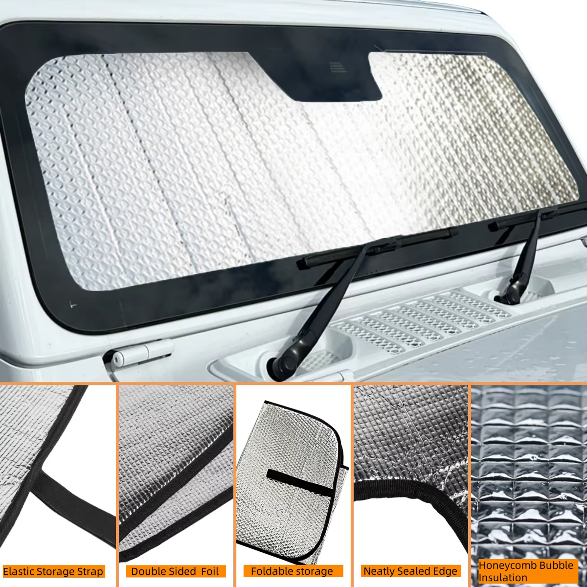 Pare-soleil pour pare-brise avant de voiture, protection contre les rayons UV, pour Jeep Wrangler TJ JK JL Gladiator JT 1997-2026, accessoires intérieurs