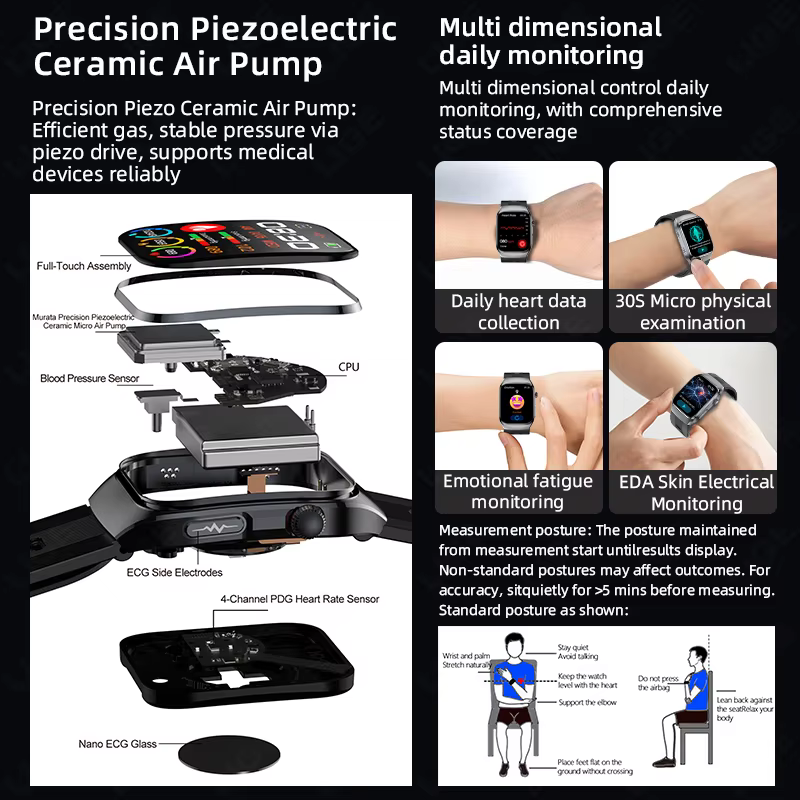 LIGE nouvelle montre intelligente ECG pompe à Air Airbag sangle SpO2 fréquence cardiaque moniteur de sommeil 1.43 "AMOLED santé Bracelet intelligent pour les Parents cadeaux